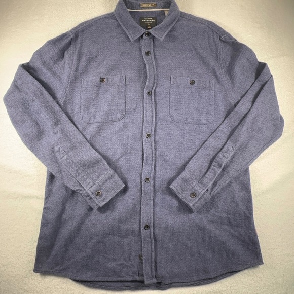 Quiksilver Waterman Shirt Men's‎ L Blue Navy Thick Long Sleeve Pocket Collection - Picture 1 of 6
